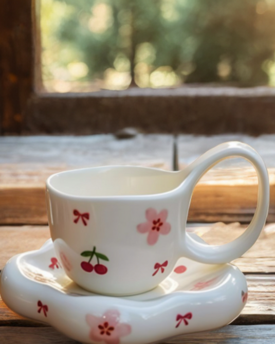 SET MUG CEREZAS Y FLORES