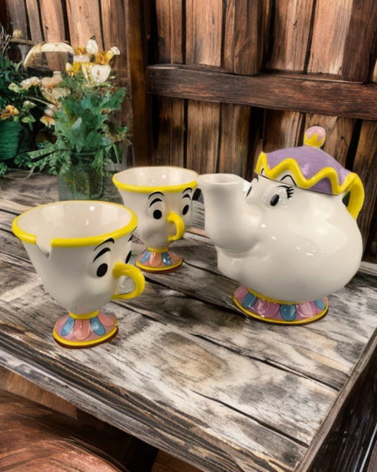SET TETERA Y DÚO DE TAZAS DE LA BELLA Y LA BESTIA